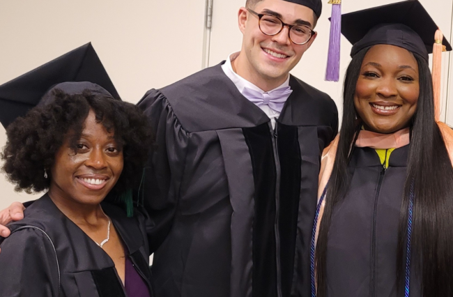 Three MPH graduates of 2024 standing