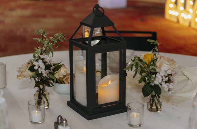 Lantern Centerpiece on table during Graduation Dinner