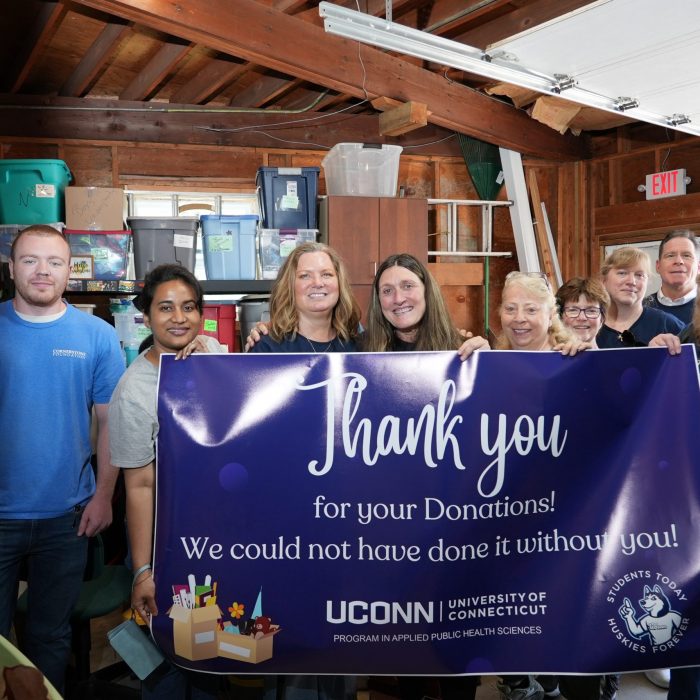 Coltin (volunteer), Shomrita Barua, Stefanie Farkas, Denise Parris, Christine Filanowicz (the clothing bank director), Holly Samiouck, Alyse Visconti, David Rulnick, and Lisa Cook.