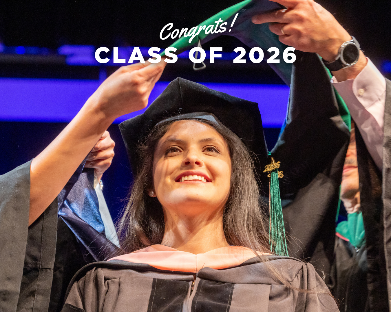 congrats class of 2026! MPH student looking up at commencement